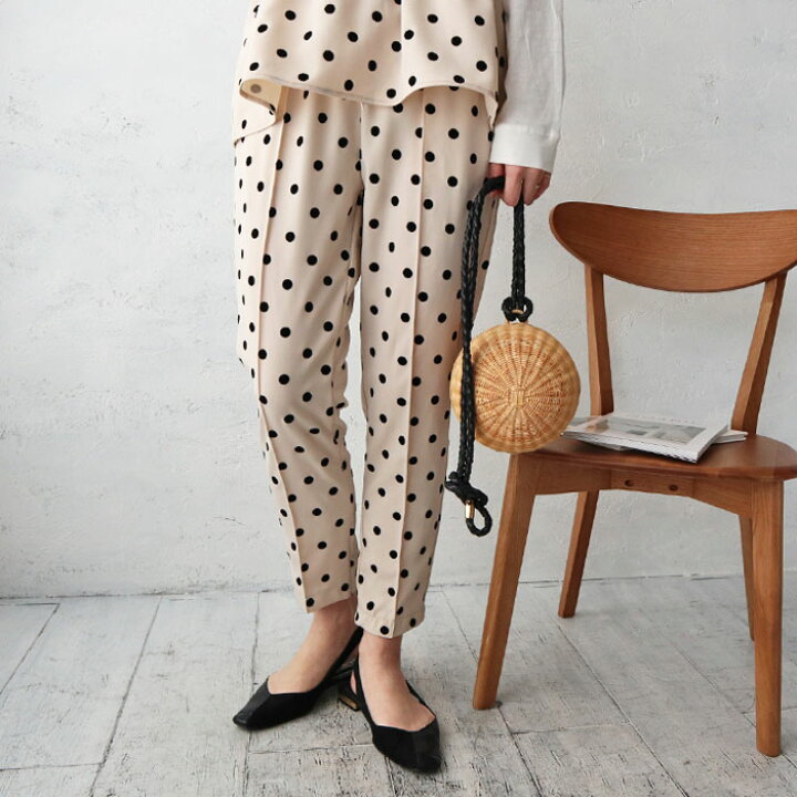 楽天市場】セットアップOK フロッキードットテーパードパンツ ドット  