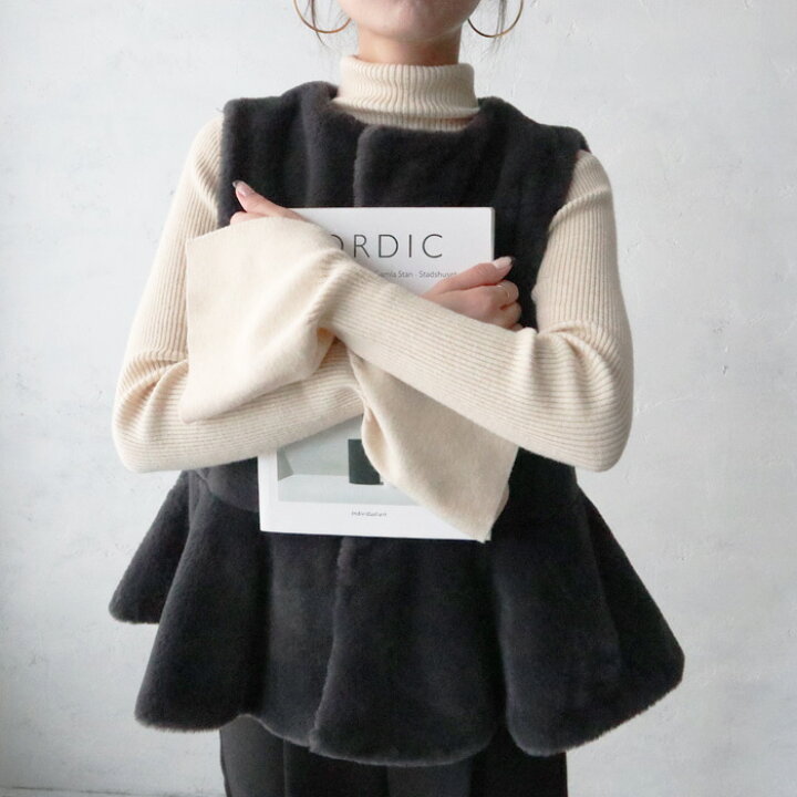 楽天市場】ペプラムファーベスト ジレ エコファー フェイクファー  