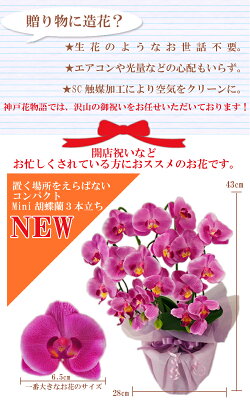 【RCP】【Mini★小さいサイズ】胡蝶蘭ラベンダーホワイト3本立ち【送料無料】【アーティフィシャルフラワー造花】(光触媒より優れたCT触媒/SC触媒/インテリア/お祝い)【楽ギフ_包装】【楽ギフ_のし】【楽ギフ_のし宛書】【楽ギフ_メッセ】【楽ギフ_メッセ入力】