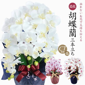 胡蝶蘭 お祝い お供え 母の日 花 造花 光触媒 ギフト プレゼント 開店祝い アーティフィシャルフラワー 誕生日 ラベンダー ホワイト 白 お見舞い ピンク メッセージカード ラッピング 開業祝い 法事 送料無料 [whd][md][kd][rcp] / 胡蝶蘭 コチョウラン 大輪 3本立ち