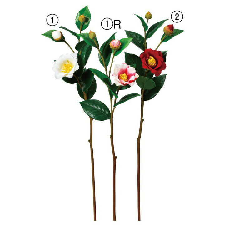 楽天市場 Asca 椿 1輪 つぼみ2個 お正月 飾り 花材 造花 フェイクグリーンの神戸花物語