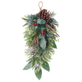 クリスマス Xmas asca ミックスパイン&ホーリースワッグ 自然素材使用 造花