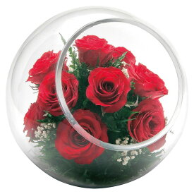 花 ギフト プレゼント グラスウェアフラワー ローズ ラウンドスフィアL レッド ドライフラワー バラ 薔薇 贈り物 お祝い お供え [whd][md][kd] 母の日