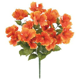 トロピカルハイビスカスブッシュ（16輪） オレンジ 造花 花材[G-L] 撮影 小道具 小物 撮影用