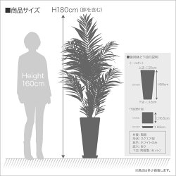 人工観葉植物大型アレカパーム180cm鉢植トールポット&下皿セット【アレカヤシ観葉植物造花光触媒CT触媒お祝い開店祝いAreca】