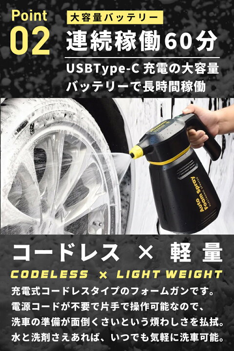 楽天市場】フォームガン 電動 洗車 発泡スプレー 噴霧器 フォーム 