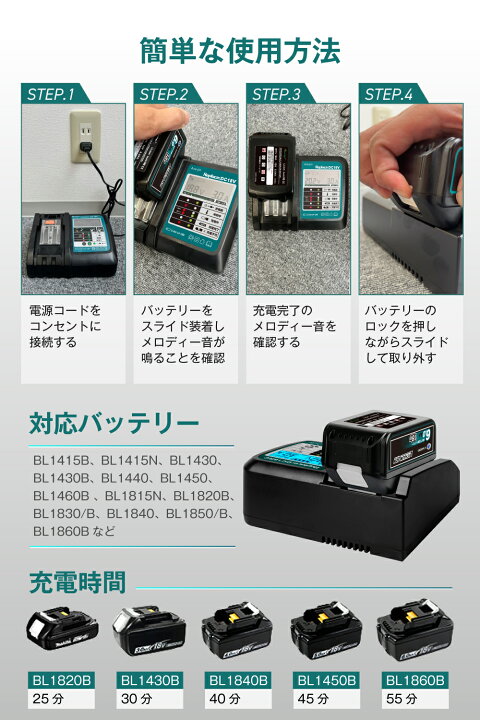 楽天市場】ARAJIN 嵐神 MAKITA MKT マキタ 互換充電器 PSE認証済 DC18V 