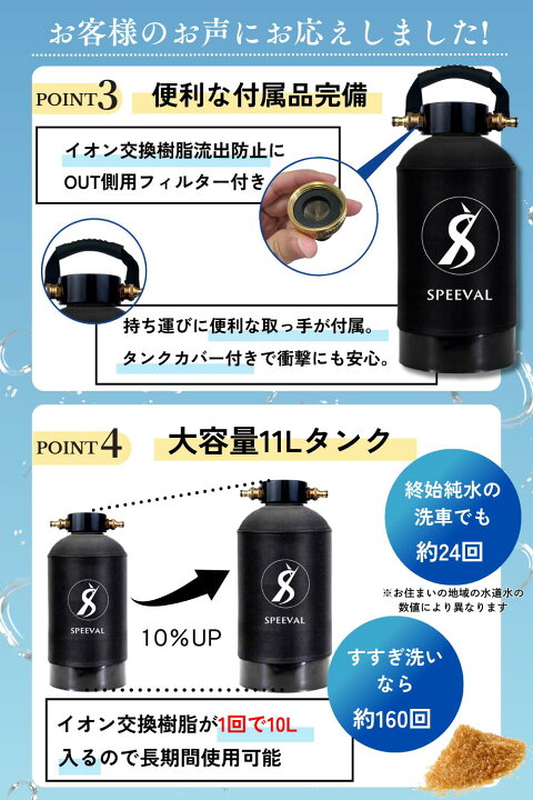 楽天市場】SPEEVAL 純水器 洗車用 11Lタンク FRP製耐圧タンク1.0M Pa 