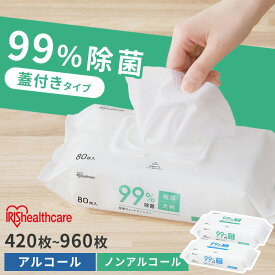 【6個・12個セット】 ウェットティッシュ ふた付き 厚手 除菌シート 99％除菌 アルコール ノンアルコール 大容量 持ち運び 携帯用 除菌 ウエットティッシュ 拭き取り 掃除 お出かけ 防災 災害 備蓄 FWT アイリスオーヤマ *