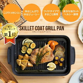 グリルプレート グリルパン 焼き魚 グリル料理 スキレットコート グリルパン アイリスオーヤマ IH ガス火 対応 フライパン おしゃれ シンプル ガス IH対応 オーブン フタ付き スクエア 魚焼き 魚料理 肉料理【広告】