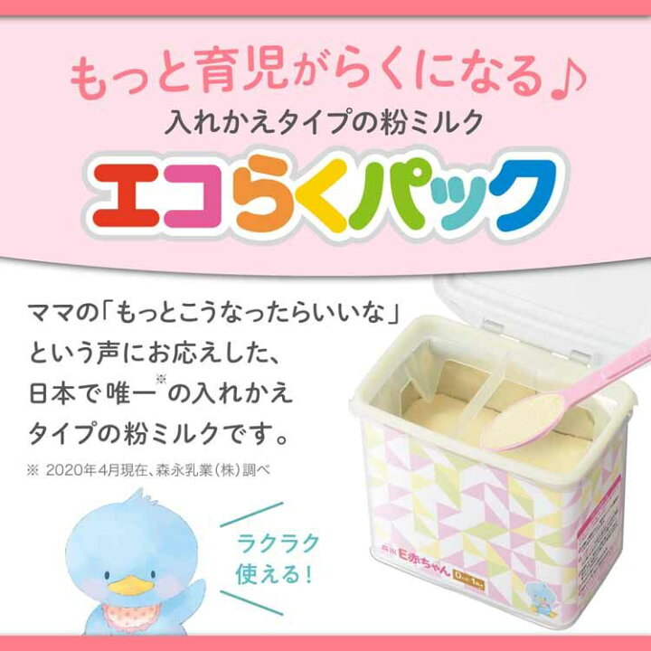 楽天市場】粉ミルク エコらくパック はじめてセット E赤ちゃん 森永 