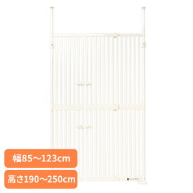 ペットゲート ハイタイプ 高さ190〜250cm 幅85〜123cm ドア付き 突っ張り 開閉式 両開き 上下ダブルロック 格子幅3.4cm すり抜け防止 簡単設置 ペットフェンス 猫 脱走防止柵 玄関 ベランダ 廊下 にゃんドアDX 飛び出し防止 *