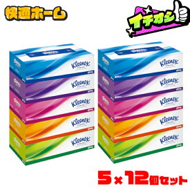 【60箱セット】 ティッシュ ティッシュペーパー ボックス ティッシュ ティシュ— ボックスティッシュ クリネックス ティシュー 360枚 180組 5箱 12個セット ティッシュ 箱ティッシュ ティシュ— 日本製紙クレシア kleenex
