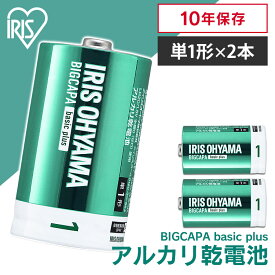 乾電池 単1 単一 単一形 アルカリ アルカリ乾電池 バッテリー まとめ買い 備蓄 消耗品 アイリスオーヤマ BIGCAPA basic＋ 単1形アルカリ乾電池　2本パック LR20Bbp/2