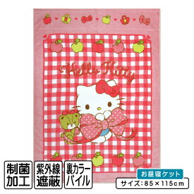 ＼ポイント2倍 1月24日19:59まで／【メール便送料無料】サンリオ ハローキティ タオルケット ハーフサイズ 85×115cm 綿100% 制菌加工 紫外線遮蔽加工 裏面カラーパイル ビッグリボンキティ お昼寝ケット 保育園 幼稚園 子供 キッズ ジュニア キャラクター[okt]