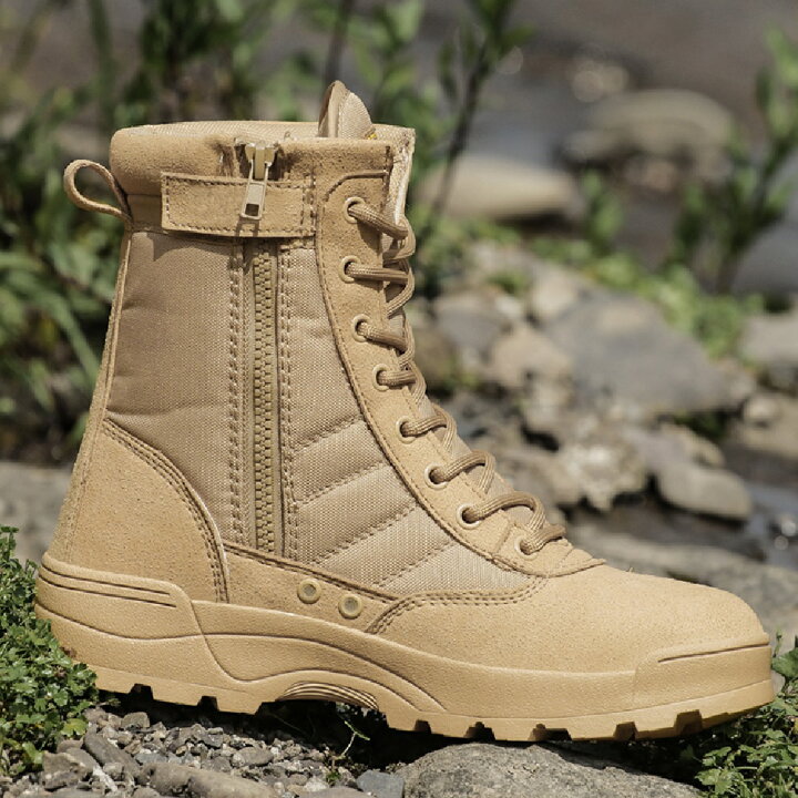 楽天市場 あす楽送料無料 ミリタリーブーツ タクティカルブーツ コンバットブーツ サバゲーブーツ ライダーブーツ メンズ 作業靴 シューズ サイドジッパー Swat 米軍 装備 黒 Tan ワークブーツ トレッキングブーツ マウンテンブーツ サバイバルゲーム Kjoy Shop