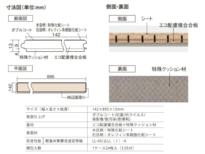楽天市場】ベリティスフロアーS 直貼タイプ45非耐熱 142×895×13mm 24枚 