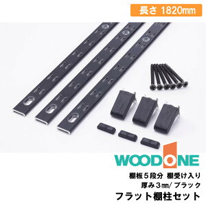 【高額クーポン】棚柱セット (棚板5段分 棚受け入り) ブラック色 1820mm MKTAS18-4-K WOODONE ウッドワン 建材プロ じゅうたす★大型便★ ◆
