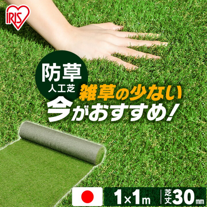 楽天市場】人工芝 マット 1m×1m 芝丈30mm 防草 アイリスオーヤマ 防草 