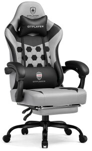 GTPlayer ゲーミングチェア ゲームチェア PUレザー サッカー柄 デスクチェア オフィスチェア あぐら 椅子 ゲーム用チェア 155°リクライニング ハイバック 「VISSEL X GTPLAYER」コラボ テレワーク椅