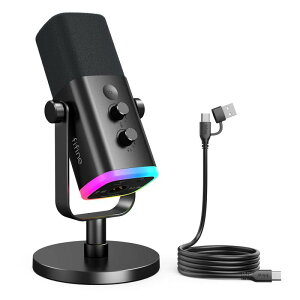 FIFINE XLR/USBڑ _Ci~bN}CN Q[~O zMp Pw mCYጸ vOvC PC p\R PS4 PS5Ή CuzM Q[ ^p }CN ʒ ~[g@\ RGBCg