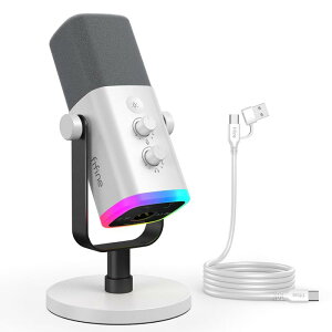 FIFINE XLR/USBڑ _Ci~bN}CN Q[~O zMp Pw mCYጸ vOvC PC p\R PS4 PS5Ή CuzM Q[ ^p }CN ʒ ~[g@\ RGBCg