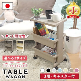 ワゴン テーブルワゴンミニ テーブルワゴン テーブルワゴンプラス テーブルワゴン引出付ウッド キャスター付き 限定カラー リセスタイル 3段 おしゃれ キッチンワゴン 天板付 日本製 デスク下 デスク収納 サイドワゴン 多目的ワゴン JEJアステージ プラスチック ラック