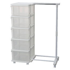 チェスト ハンガーラック カラーシーズユニット4段 5段 パイプハンガーラック付 キャスター付き【送料無料】幅83.5 奥行42 高さ86.2 チェスト 引き出し かわいい キッズ シンプル 衣替え スリ