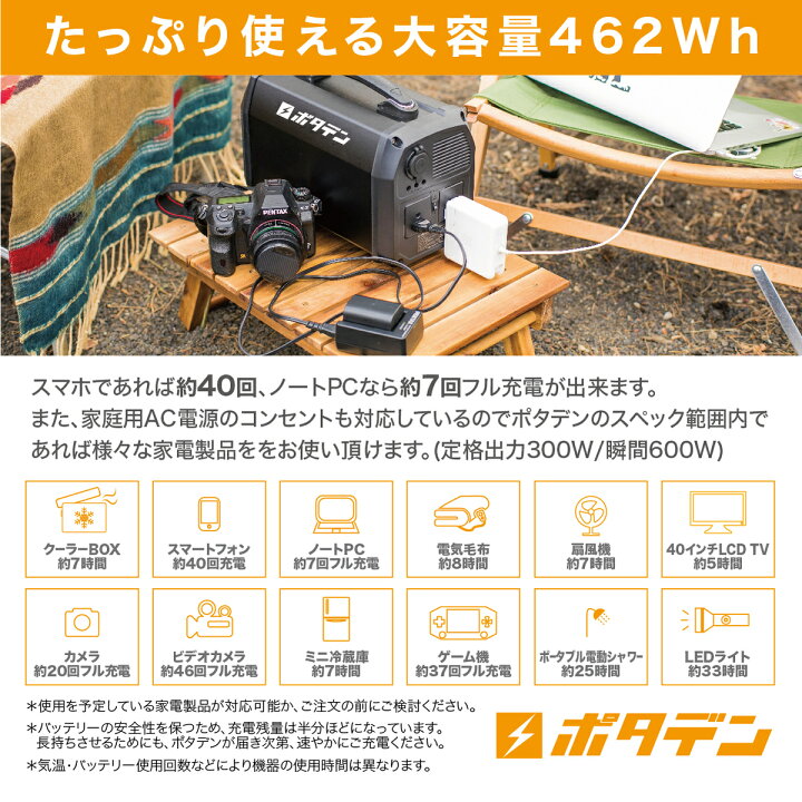 楽天市場】ポータブル電源 ポタデン キャンプ 大容量 蓄電池 家庭用 1 
