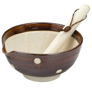 使いやすい キッチンツール ごま 小鉢 水玉/ アメ茶水玉すり大鉢(白) /モダン 器 食器 和食器