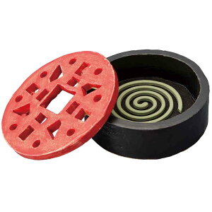 香炉 陶器/ 香流 丸型ねかせる線香鉢 赤 /アロマ プレゼント 贈り物 箱入り