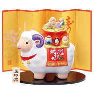 【予約受付中】＜10月末頃 入荷予定＞ 干支 未 羊 ひつじ 2027年 置物/ 錦彩招福未（七福神） /粗品 販促…