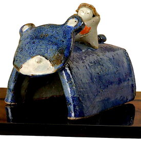 五月人形 コンパクト 陶器 小さい おとぎ話 桃太郎/ 人形師の手造り置物 仁作　熊のり金太郎 /こどもの日 端午の節句 初夏 お祝い 贈り物 プレゼント