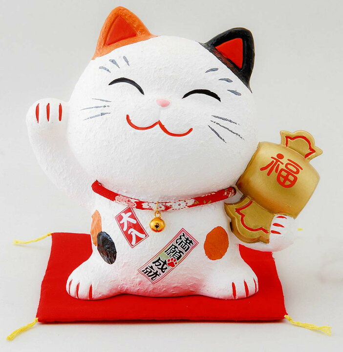 楽天市場】幸せ招き猫ちりめん 大 みけ（貯金箱） : 美濃のちゃわん屋 