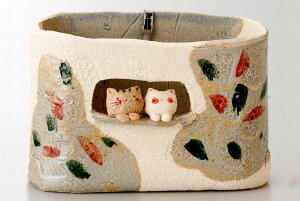 蚊取り線香入れ おしゃれ 陶器 蚊取り線香ホルダー アウトドア/ 手作り組猫 線香鉢 /キャンプ 屋外