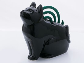 蚊取り線香入れ おしゃれ 陶器 蚊取り線香ホルダー アウトドア/ 黒猫シルエットおすわり蚊遣器 /キャンプ 屋外