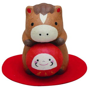 干支 午 ガラス 置物 馬 うま 2026年/ ちぎり和紙 午とだるま /粗品 販促 景品 縁起 町内会 敬老会 神社 寺社 年末 年始 家庭用 業務用