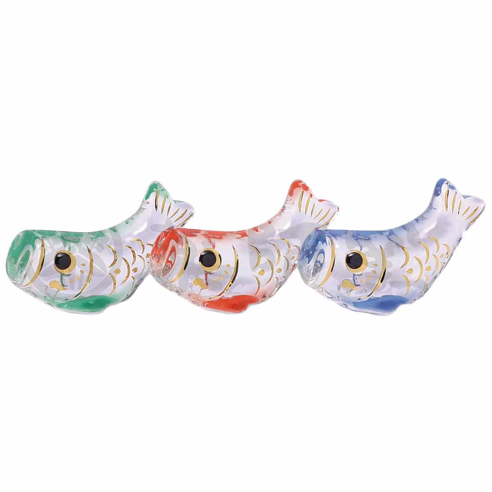 五月人形 コンパクト 箸置き 鯉のぼり ガラス 小さい  クリスタル鯉のぼりセット(箸置き･三色)  こどもの日 端午の節句 初夏 お祝い 贈り物 プレゼント