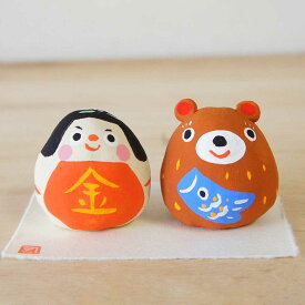 五月人形 コンパクト 陶器 小さい 金太郎 人形師の手造り置物/ 張子風 金太郎と熊 /こどもの日 端午の節句 初夏 お祝い 贈り物 プレゼント