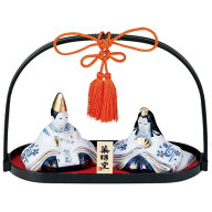 雛人形 コンパクト 陶器 小さい 可愛い ひな人形/ 染錦手籠雛(大手籠付) /ミニチュア 初節句 お雛様 おひ…