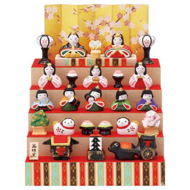 雛人形 コンパクト 陶器 小さい 可愛い/ 錦彩花かざり雛(五段飾り) /ミニチュア 初節句 お雛様 おひな様