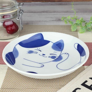 食器 軽量 薄手 中皿 16.5cm/ ねこちぐら5.0皿 ミケ /軽い食器 うすかる 猫 ネコ 可愛い 家庭用 和み 癒やし 贈り物 プレゼント 自分用