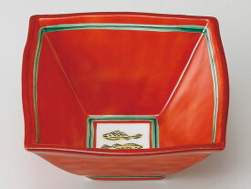 和食器 中鉢/ 赤絵双魚角中鉢 /陶器 業務用 家庭用 Medium Sized Bowl