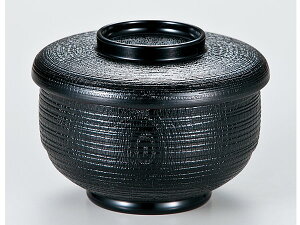 越前漆器/ 助六飯器 黒内朱 /和食器