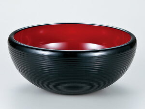 越前漆器/ 7.0 千筋ボール 黒内朱 /和食器