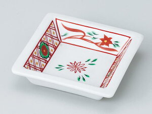 陶器 松花堂 小鉢 小皿/ 赤絵四角鉢 /弁当 小鉢 豆皿 幕の内 業務用