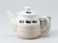 ティーポット 土瓶 急須/ 黒猫 白ポット急須 /お茶 紅茶 業務用 家庭用 ギフト プレゼント 贈り物