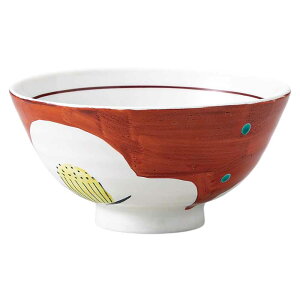食器 茶碗 ちゃわん 茶わん/ 手描赤絵茶碗 赤ダミ椿 /業務用 家庭用
