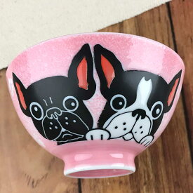 茶碗 犬 飯碗 陶器/ フレンチブルドッグ 茶碗 中平 （赤） /犬雑貨 イヌグッズ いぬ ドッグ かわいい 子供 プレゼント