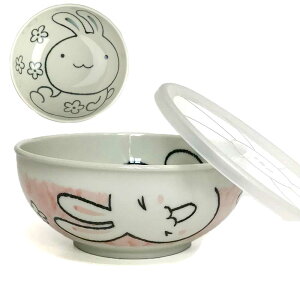レンジパック 食器 蓋付き フタ付き 大 鉢 ボウル/ ノンラップ大鉢 ほのぼのピンクうさぎ /保存 鉢 うつわ 漬物 作り置き 常備菜 日本製 和食器 かわいい